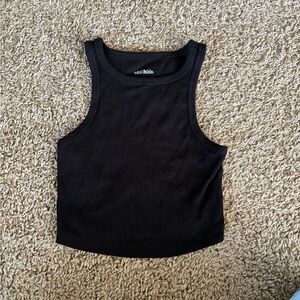 Wild Fable Black Fitted Crop Tank Top